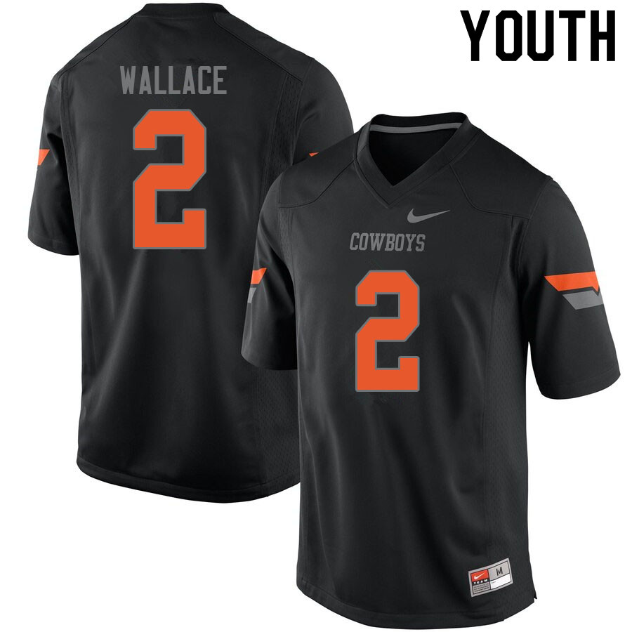 Youth #2 Tylan Wallace Oklahoma State Cowboys College Football Jerseys Sale-Black